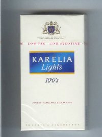 Karelia Lights Finest Virginia Tobaccos 100s cigarettes hard box