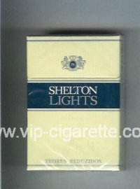 Shelton Lights Teores Redusidos Cigarettes yellow and blue hard box