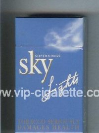 Sky Lights Superkings 100s cigarettes light blue hard box