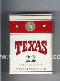 Texas 22 American Blend cigarettes white and red hard box