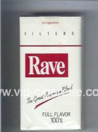 Rave Full Flavor 100s Filters The Great American Blend cigarettes soft box