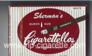 Sherman\'s Cigarettellos White Cigarettes wide flat hard box