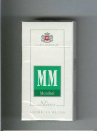 MM Slims Menthol American Blend white and green cigarettes hard box