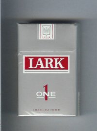 Lark 1 One Charcoal Filter grey and red cigarettes hard box