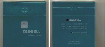 Dunhill International green 100s cigarettes wide flat hard box