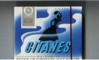 Gitanes Filtre white and blue cigarettes wide flat hard box