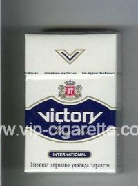 Victory International cigarettes white and blue hard box Victory International cigarettes white and blue hard box