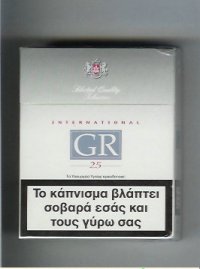 GR Selected Quality Tobaccos International 25s white and grey cigarettes hard box