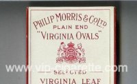 Virginia Ovals Plain End Selected Virginia Leaf cigarettes wide flat hard box