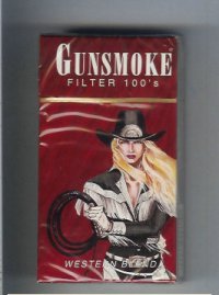 Gunsmoke Western Blend Filter with cowgirl brown 100s cigarettes hard box