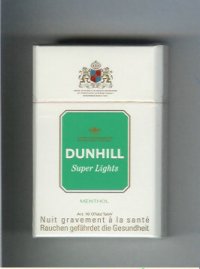 Dunhill Super Lights Menthol white and green cigarettes hard box