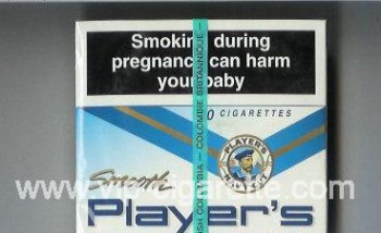 Player\'s Navy Cut Smooth Light white and blue cigarettes wide flat hard box