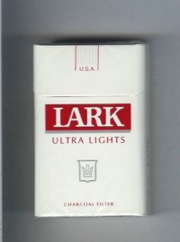 Lark Ultra Lights Charcoal Filter white and red cigarettes hard box