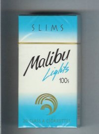 Malibu Lights Slims 100s cigarettes hard box
