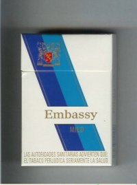 Embassy Mild on blue cigarettes hard box