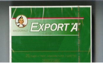 Export \'A\' Macdonald 25s cigarettes green wide flat hard box