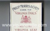 Virginia Ovals Cork Tip Selected Virginia Leaf cigarettes wide flat hard box