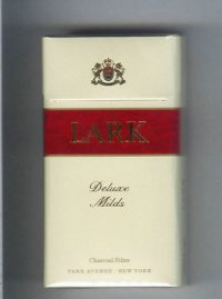 Lark Deluxe Milds 100s Charcoal Filter white and red cigarettes hard box