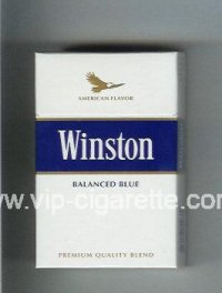 Winston with eagle from above on the top American Flavor Balanced Blue cigarettes hard box