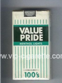 Value Pride Menthol Lights 100s cigarettes soft box