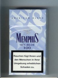 Memphis Sky-Blue 100s American Blend cigarettes hard box