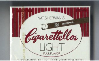Nat Sherman\'s Cigarettellos Light Full Flavor Brown cigarettes wide flat hard box