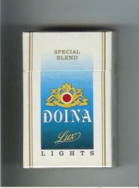Doina Lux Lights Special Blend white and blue cigarettes hard box Doina Lux Lights Special Blend white and blue cigarettes hard box