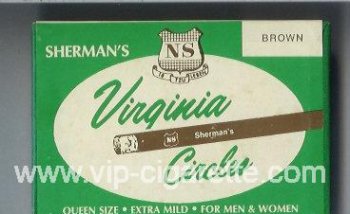 Sherman\'s Virginia Circles Brown Cigarettes wide flat hard box
