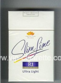 R1 Reemtsma No 1 Slim Line Ultra Light American Blend 100s flat cigarettes hard box