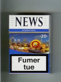 News 20 International white and blue cigarettes hard box
