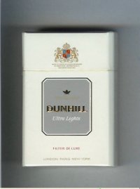 Dunhill Ultra Lights Filter De Luxe white and grey cigarettes hard box