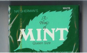 Nat Sherman\'s A Hint of Mint White cigarettes wide flat hard box