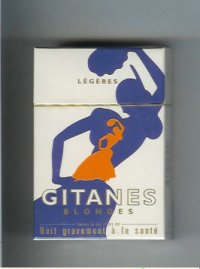 Gitanes Blondes Legeres white and blue and orange cigarettes hard box