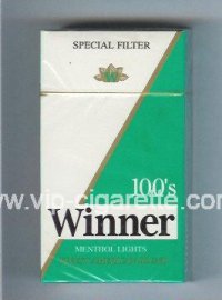 Winner Menthol Lights 100s Special Filter Cigarettes hard box