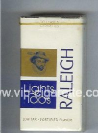 Raleigh Lights 100s cigarettes white and blue and gold soft box