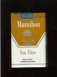 Marathon Non-Filter Exclusive Premium Blend white and yellow cigarettes soft box