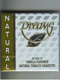 Dreams Natural Vanilla Flavored cigarettes wide flat hard box
