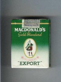 Macdonald's Gold Standard Export green and white cigarettes soft box
