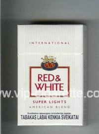 Red and White Super Lights International American Blend cigarettes hard box