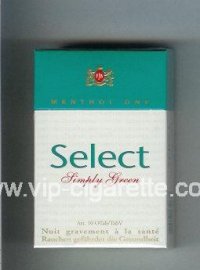 Select Simply Green Menthol One cigarettes hard box