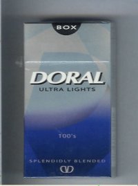 Doral Splendidly Blended Ultra Lights 100s cigarettes hard box