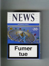 News International 20 white and blue cigarettes hard box