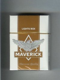 Maverick Lights white and gold and grey cigarettes hard box