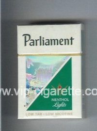 Parliament Menthol Lights hologram with a waterfall cigarettes hard box