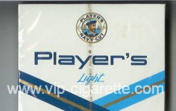 Player\'s Navy Cut Light 25 cigarettes white and blue wide flat hard box
