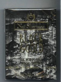 Nat Sherman Blach and Gold 100s cigarettes wide flat hard box