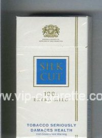 Silk Cut Extra Mild 100s cigarettes white and blue hard box