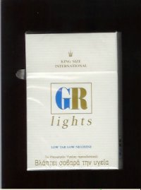 GR King Size International Lights white cigarettes hard box
