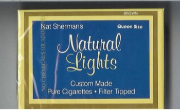 Nat Sherman\'s Natural Lights Brown cigarettes wide flat hard box