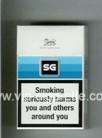 SG cigarettes white and blue hard box
